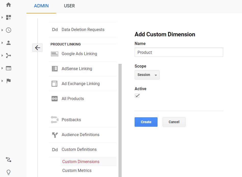 Creating a custom dimension